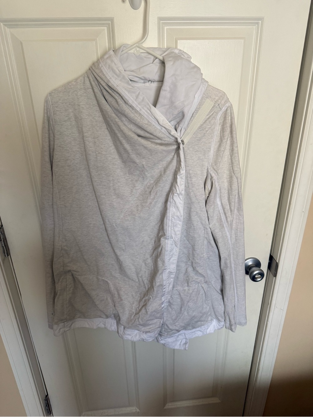 lululemon athletica gray and white wrap-front hoodie